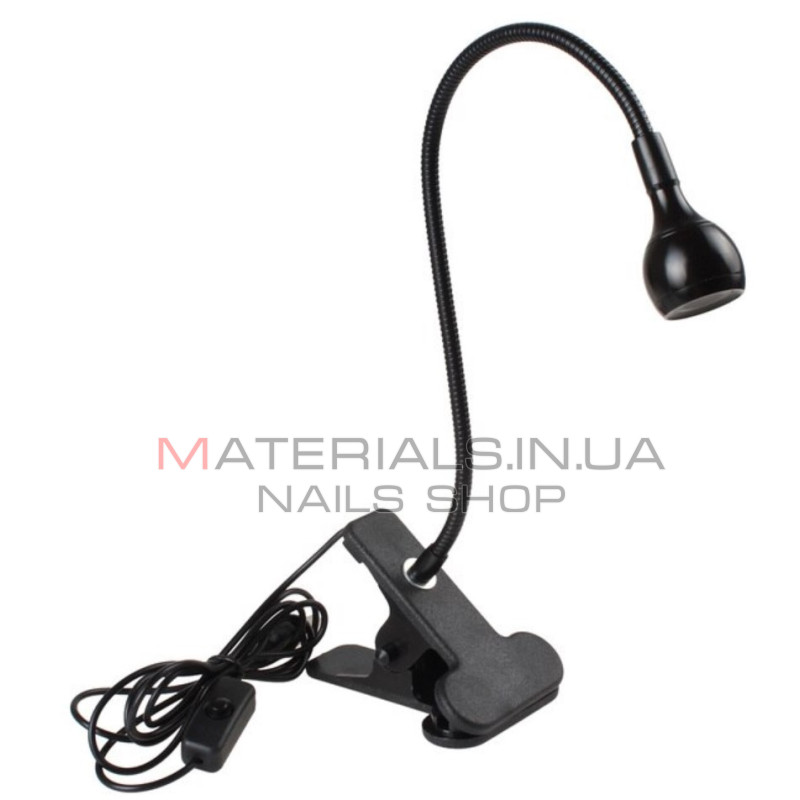 Лампа UV для сушіння гель лаку, гелевих типс з USB (настільна, гнучка, з прищіпкою), 5 Вт. Чорний