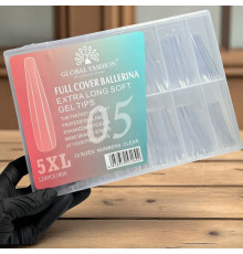 Гелеві типси Global 05 Full Cover Ballerina Extra Long Gel Tips 5XL – 120 шт (Прозорі)