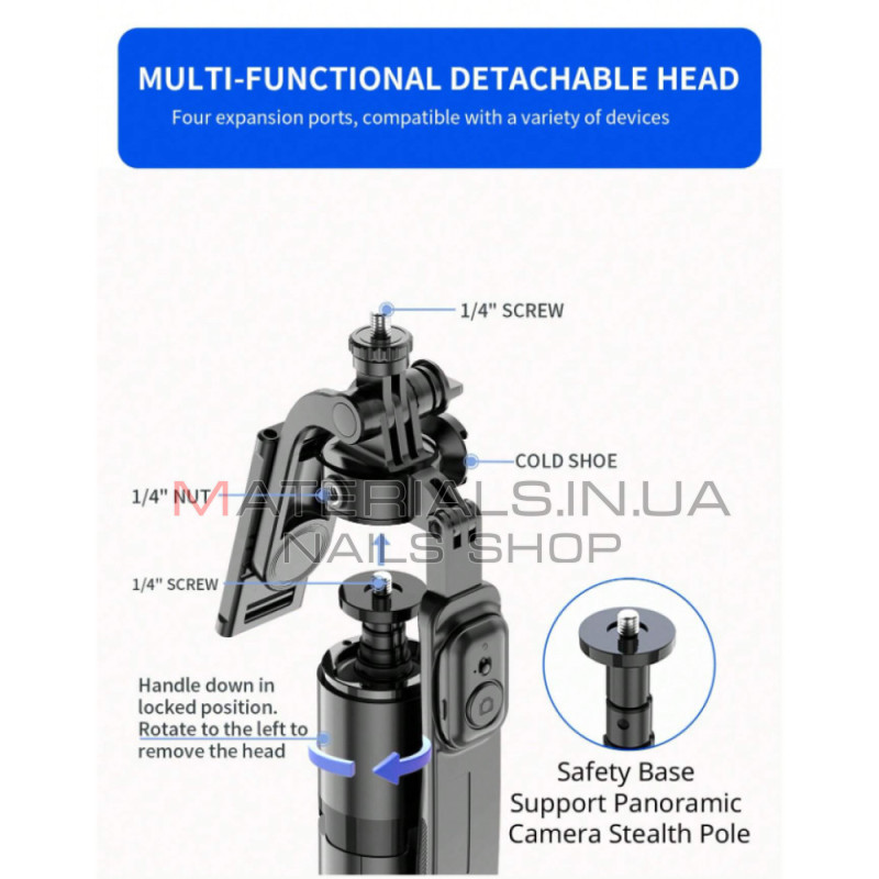 Монопод Tripod Veron VM20, Bluetooth-кнопка, 2,02 м