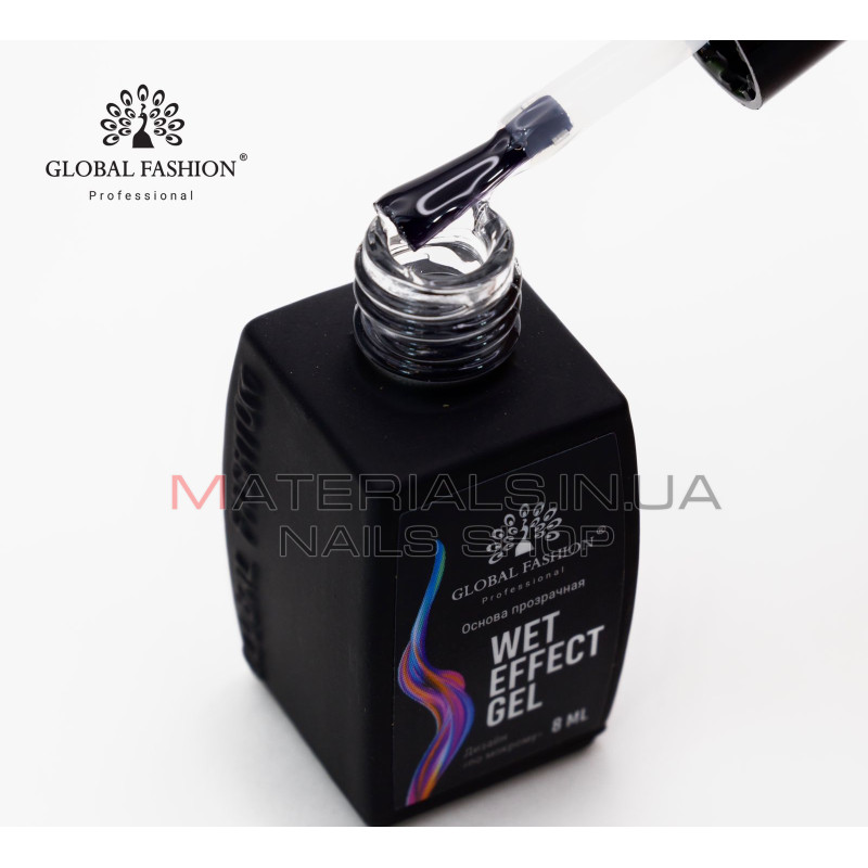 Основа для розтікання Wet effect gel, прозора, для мокрого дизайну, 8 мл.