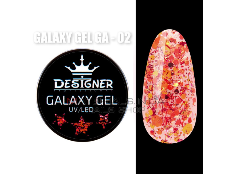 Galaxy Gel Глиттерный гель Designer Professional с блестками, 10 мл. GA-02