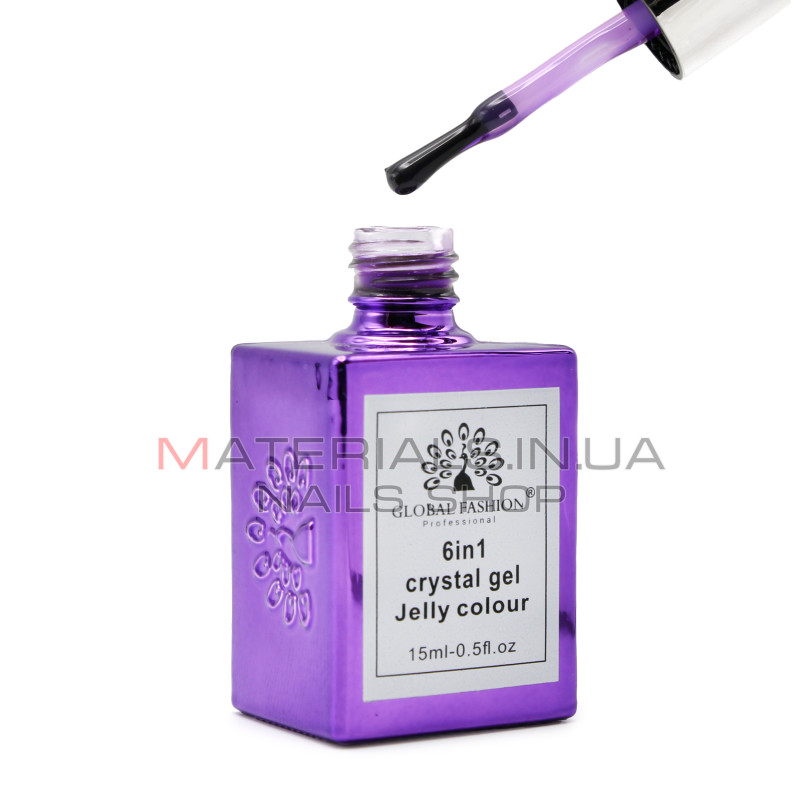Гель для нарощування 6 in 1 crystal gel jelly colour, 15 мл, 6606