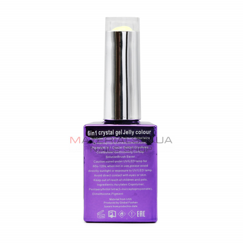 Гель для наращивания 6 in 1 crystal gel jelly colour, 15 мл, 6602