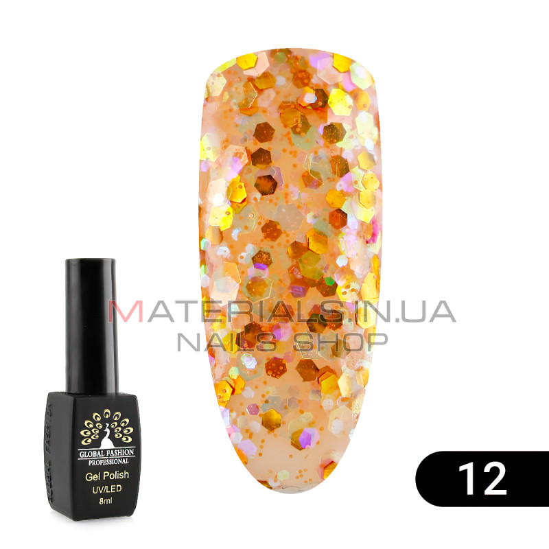 Гель лак Global Fashion Shiny (Пестрота), 8 мл, 12
