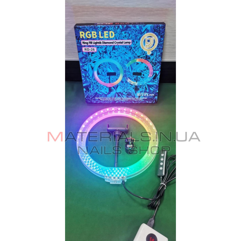 Кільцева LED-лампа 3D-30, RGB, 30 см, 12″, 120 світлодіодів, 21 RGB