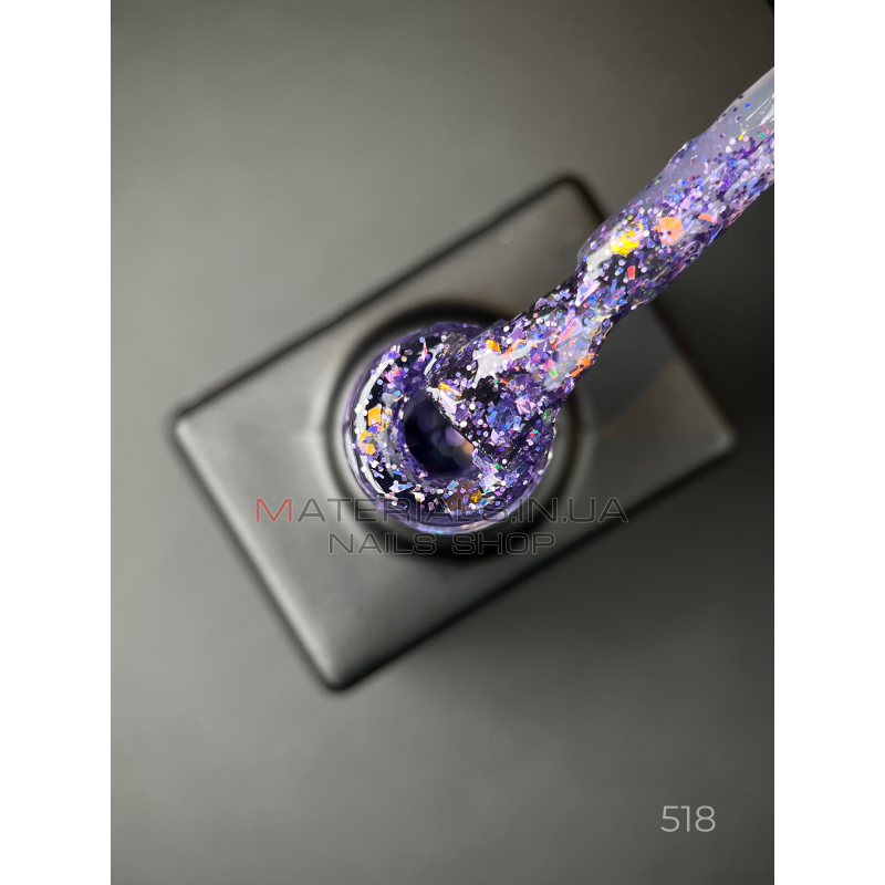 Гель лак Magic glitter 518 Дизайнер (9мл.) - с хлопьями разных размеров и блестками хамелеон