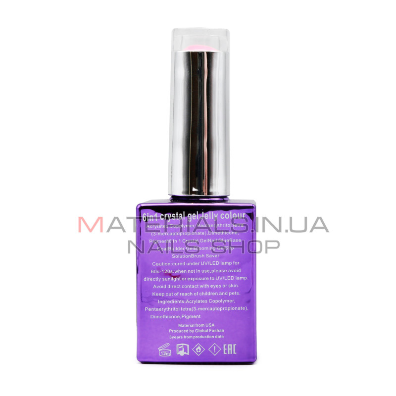 Гель для нарощування 6 in 1 crystal gel jelly colour, 15 мл, 6603