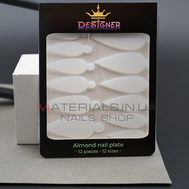 Nail Molds 12шт. (Almond nail plate - I) - Силіконові молди різних розмірів для дизайну нігтів та французького манікюру Дизайнер