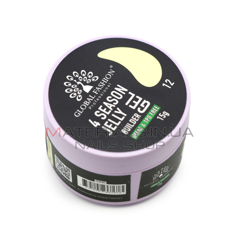 Гель для моделювання нігтів 15 г, 4 Season Jelly Builder Gel, 12