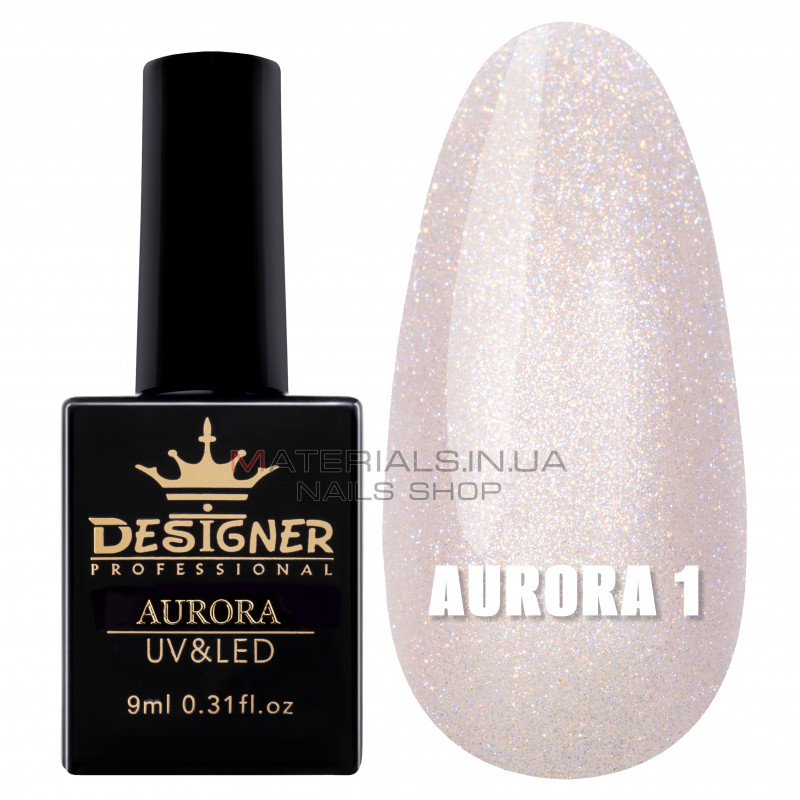 Гель-лак для дизайна Aurora Designer c эффектом втирки, 9 мл. №1 Гель-лак для дизайна Aurora Designer c эффектом втирки, 9 мл. №1