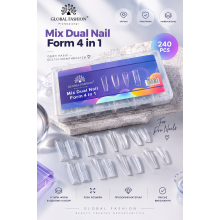 Верхні сендвіч-форми для нарощування нігтів Global Fashion Mix Dual Nail Form 4 в 1, 240 шт