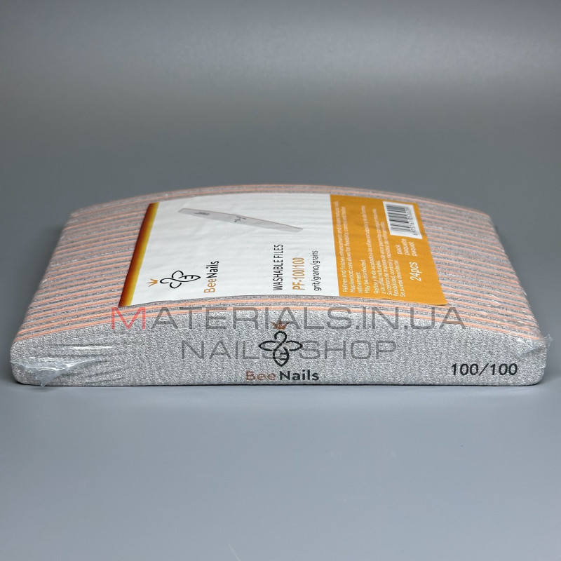 Упаковка пилок Bee Nails - серая, лодочка 100/100 грит (24шт)