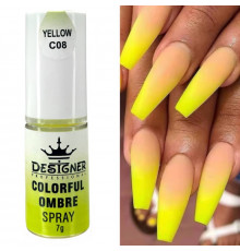 Colorful Ombre Spray, 7 г. Yellow C08 (Жовтий) - спрей пудра Дизайнер для створення омбре на нігтях