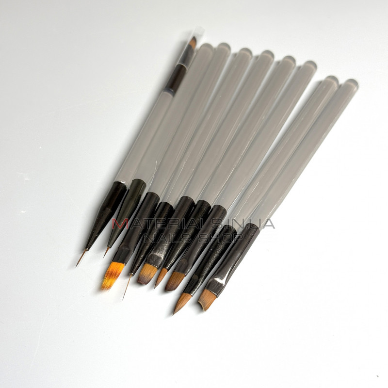 Набір пензлів для дизайну нігтів Global Fashion, 9 шт.