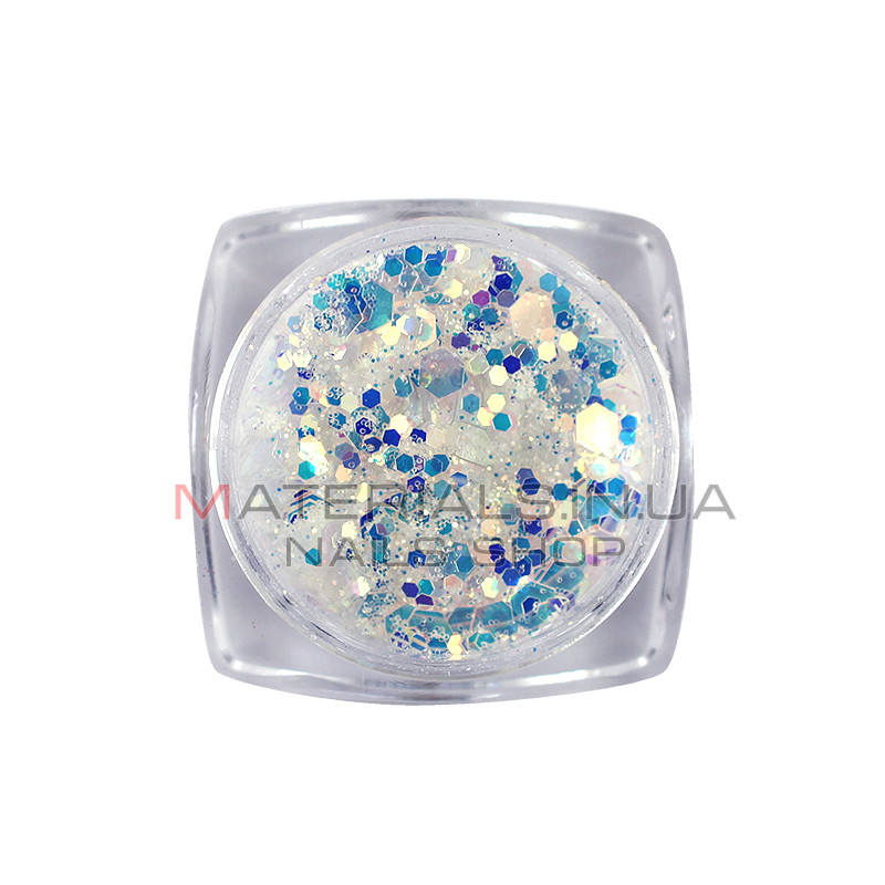 Декор для нігтів Starlet Professional блискітки з конфетті DT-04, колір блакитний з перламутром