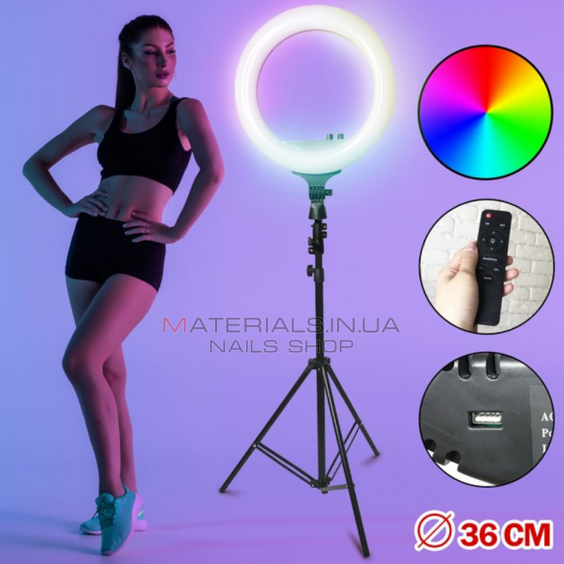 Лампа Кольцевая LED RL-14 RGB Original 36cm 36w | 192 Lights | Remote I 3m cable with plug I 3 holder I carry bag Лампа Кольцевая LED RL-14 RGB Original 36cm 36w | 192 Lights | Remote I 3m cable with plug I 3 holder I carry bag