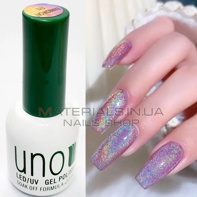 Гель лак UNO Rainbow Cat Eye для ногтей (голографический, кошачий глаз), 12 мл.