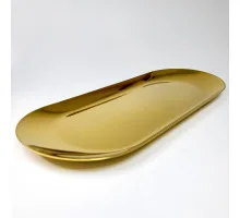 Лоток металлический для инструментов плоский (23х9 см), gold