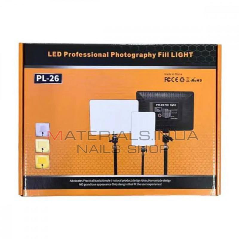 LED-відеосвітло PL-26, USB 23 × 16 см, 240 світлодіодів, 3200 K-5600 K, пульт ДК