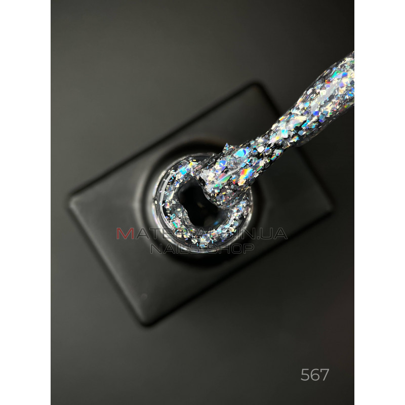 Гель лак Clow Glitter 567 Дизайнер (9мл.) - с хлопьями хамелеон разных размеров и глиттером Гель лак Clow Glitter 567 Дизайнер (9мл.) - с хлопьями хамелеон разных размеров и глиттером