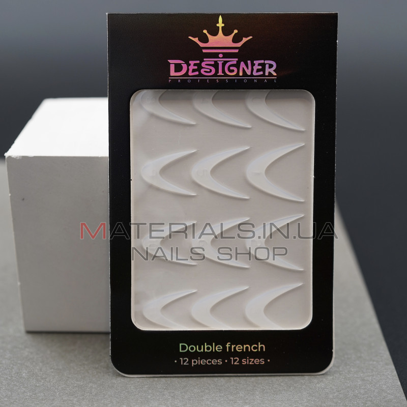 Nail Molds 12шт. (Double french - E) - Силіконові молди різних розмірів для дизайну нігтів та французького манікюру Дизайнер