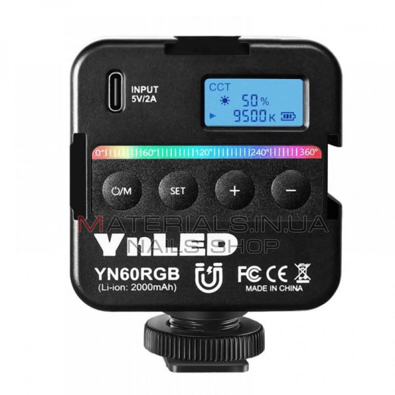 Накамерне LED-відеосвітло YN60, RGB, RGB