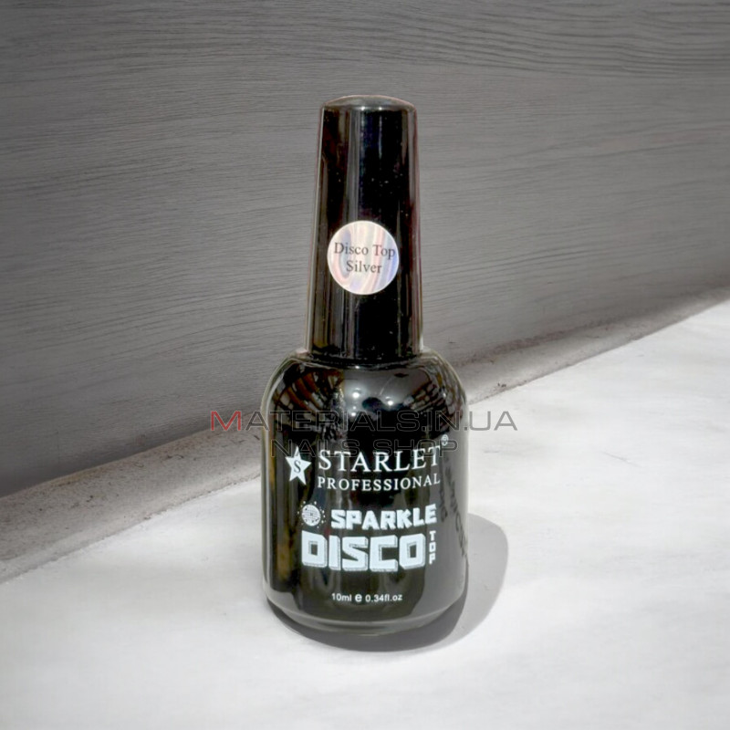 Финишное светоотражающее покрытие Starlet Sparkle Disco Top Silver 10ml Финишное светоотражающее покрытие Starlet Sparkle Disco Top Silver 10ml