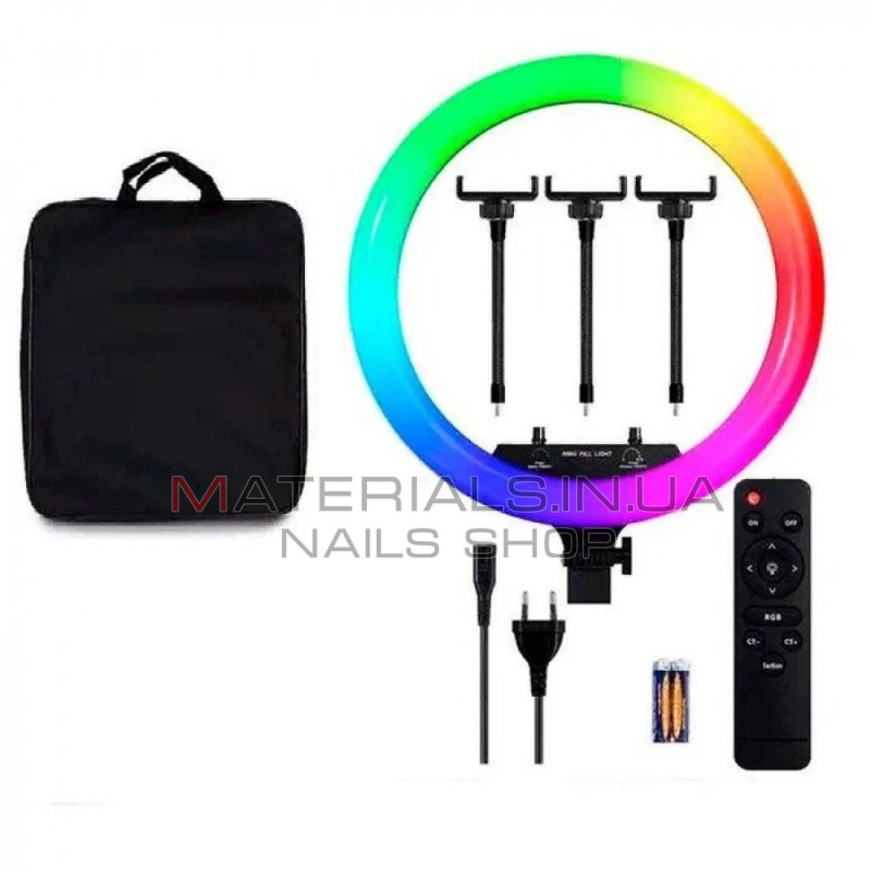 Кільцева LED-лампа RL-21, RGB Original 54 см, 65 Вт, 416 світлодіодів, пульт ДК, 3 м cable with plug, 3 holder, сумка