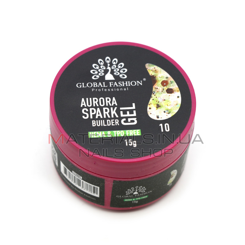 Гель для моделювання нігтів 15 г, Aurora Spark Builder gel 10
