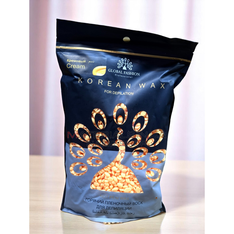 Гарячий пленочний віск Global Fashion Korean Wax, Кремовий, 1 кг Гарячий пленочний віск Global Fashion Korean Wax, Кремовий, 1 кг