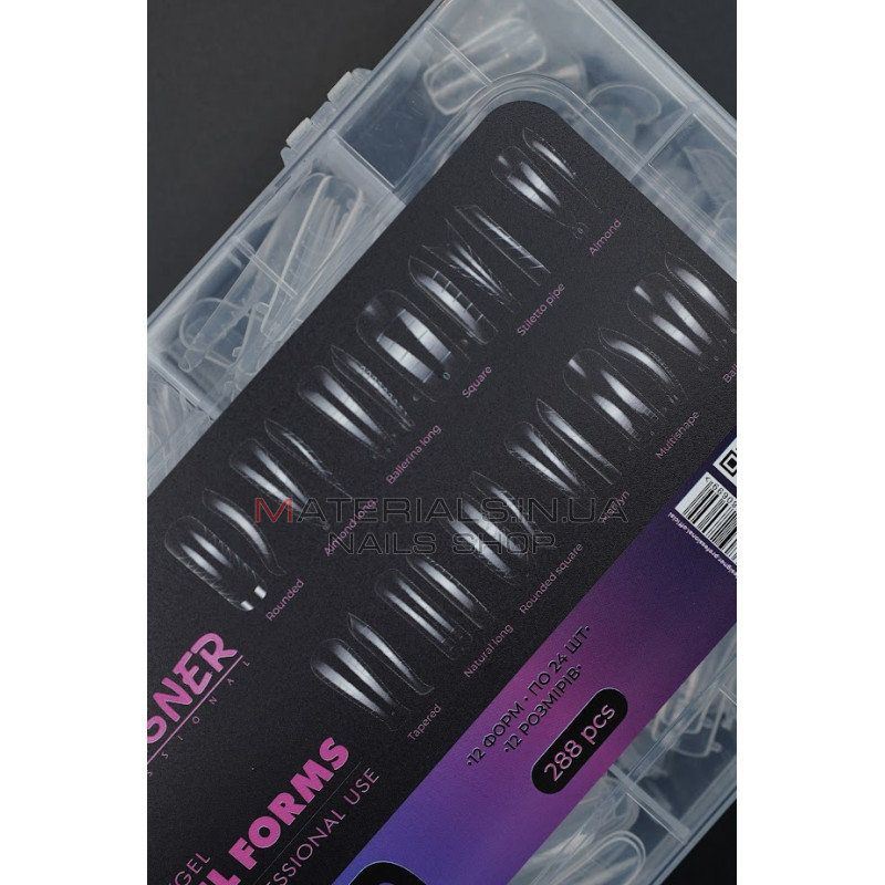 Polygel Nail Forms SET-D, 288 шт. (12 форм) - Верхні форми Дизайнер