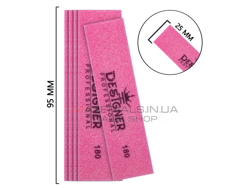 Упаковка бафов Designer 10шт мини прямоугольник 9,5см 180 - розовый
