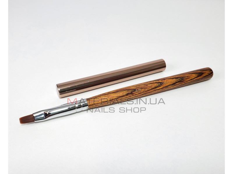 Плоский пензель для гелю на дерев'яній ручці №4