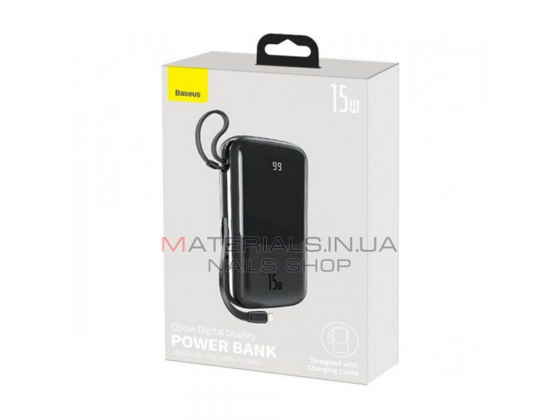 Power Bank 20000 mAh 15W Digital Display Baseus (PPQD-F) — PPQD-F01 Black