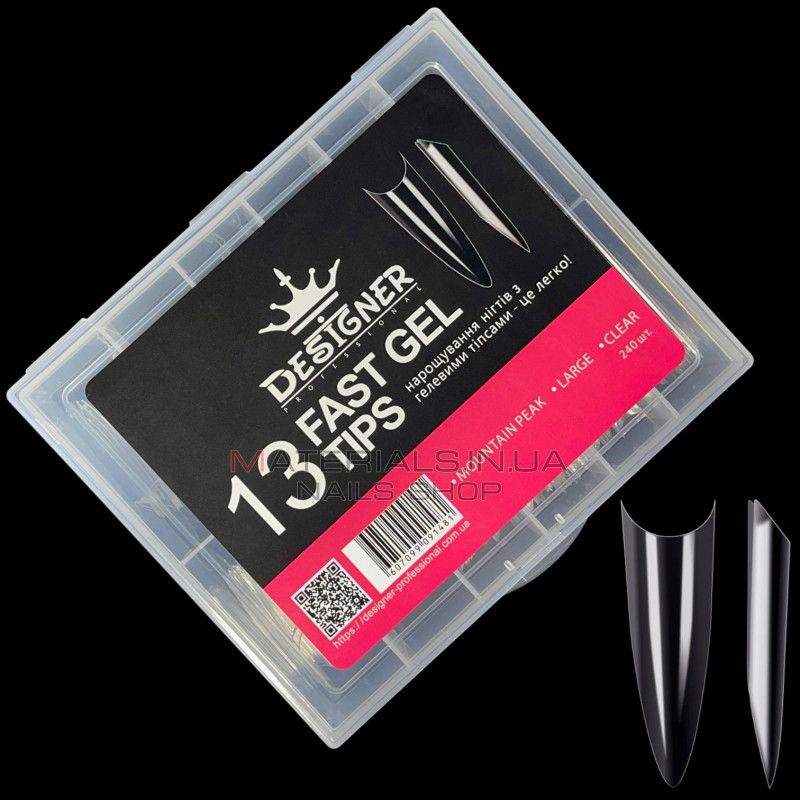 Fast gel tips №13 (Mountain peak, large size) - Гелеві типси Дизайнер Fast gel tips №13 (Mountain peak, large size) - Гелеві типси Дизайнер