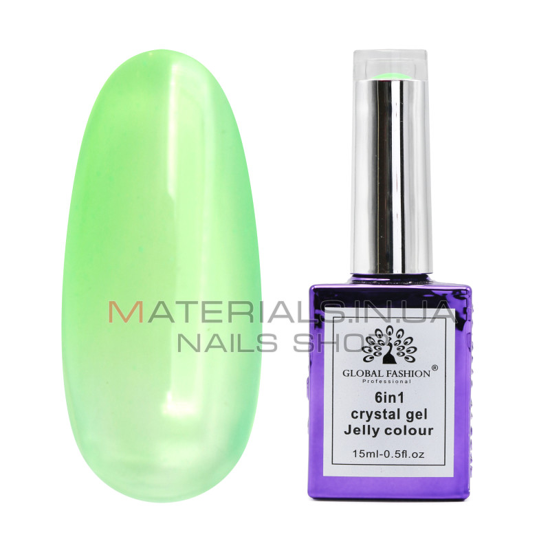 Гель для нарощування 6 in 1 crystal gel jelly colour, 15 мл, 6601