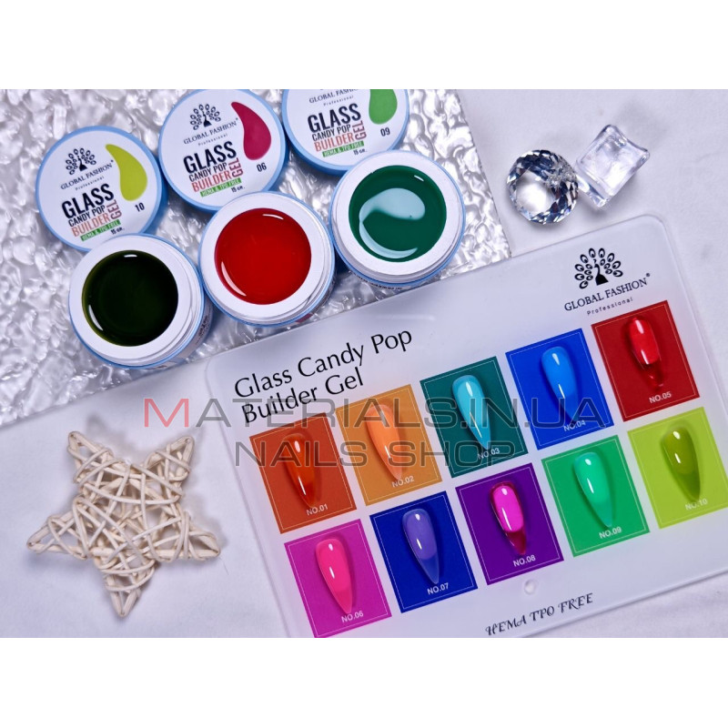 Гель для моделювання нігтів 15 г, Glass Candy Pop Builder Gel 01