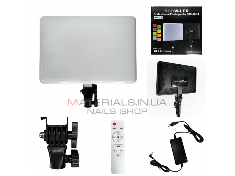 Лампа видеосвет LED RGB PM-36 36x25 cm 352 Lights 3000K-6500K Remote Adapter