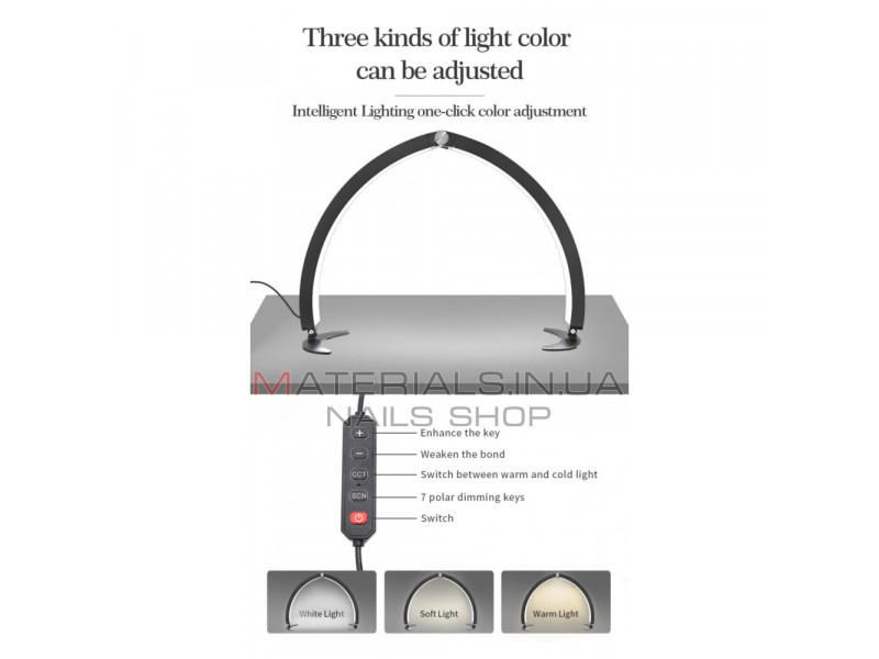 Светодиодный светильник HD-M10X 40W color 3200-5600K light 320pcs в форме полумесяца для ногтей, для наращивания ресниц, татуировки бровей, макияжа