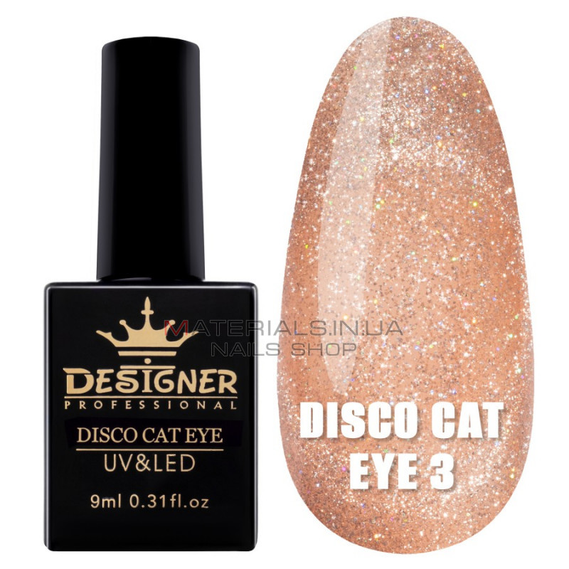 Светоотражающий гель-лак Disco Cat Eye №3, 9 мл., Дизайнер (Кошачий глаз) Светоотражающий гель-лак Disco Cat Eye №3, 9 мл., Дизайнер (Кошачий глаз)