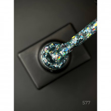 Гель лак Clow Glitter 577 Дизайнер (9мл.) - с хлопьями хамелеон разных размеров и глиттером