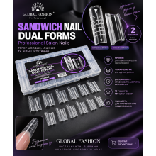 Верхні сендвіч-форми для нарощування нігтів Global Fashion Sandwich Dual Nail Forms Square (Квадрат) 180 шт.