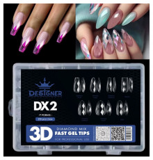 Diamond Mix Fast Gel Tips (DX2) - тіпси гелеві Дизайнер 7 форм, 336 шт/уп