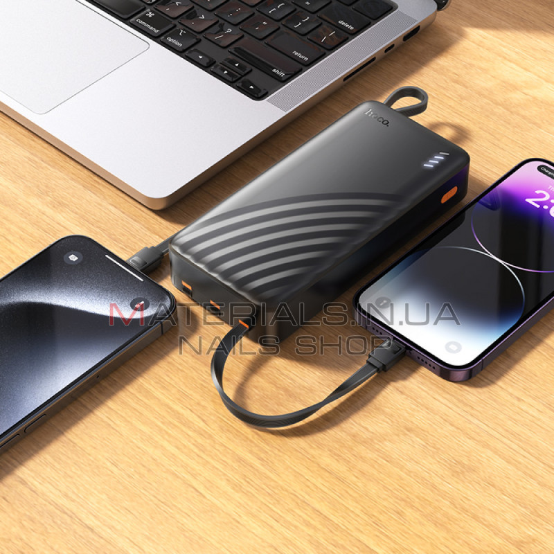 Power Bank 20000 mAh | Hoco J146A with four cables — Black
