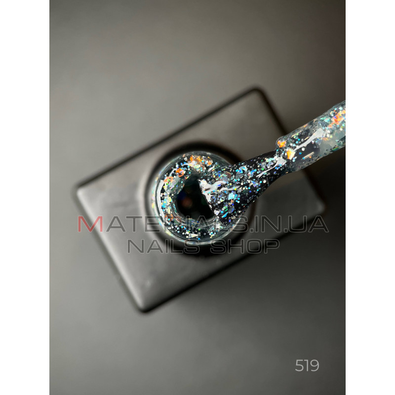 Гель лак Magic glitter 519 Дизайнер (9мл.) - з пластівцями різних розмірів та блискітками хамелеон