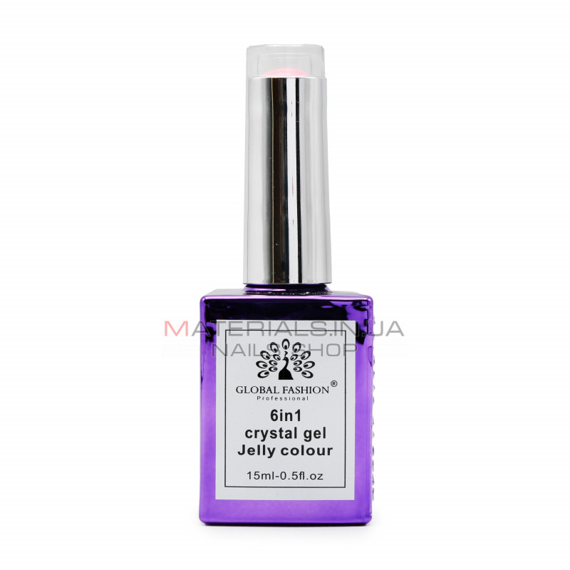 Гель для наращивания 6 in 1 crystal gel jelly colour, 15 мл, 6603