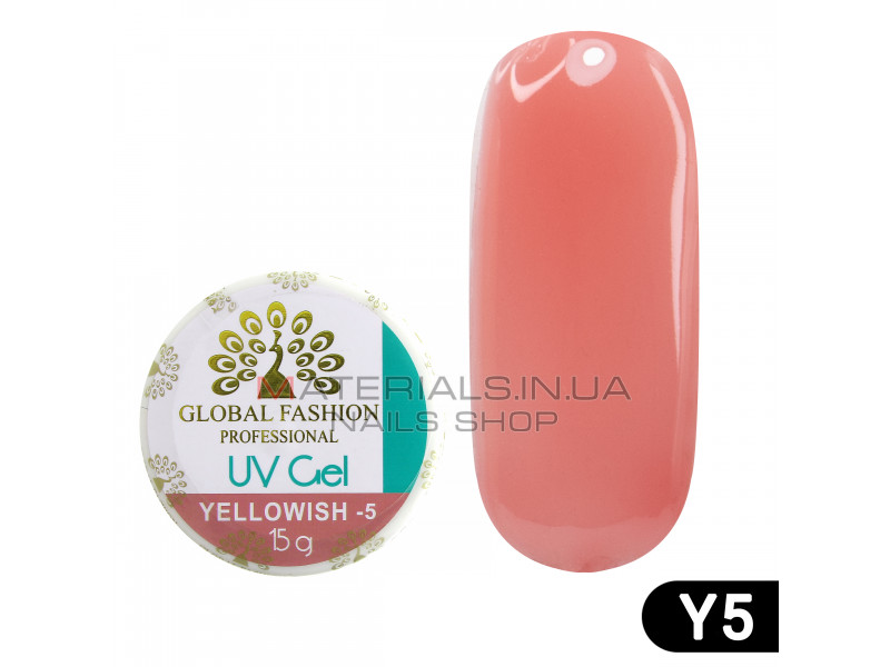 Гель для наращивания ногтей, камуфляж-5, Global Fashion Yellowish-5, 15 г