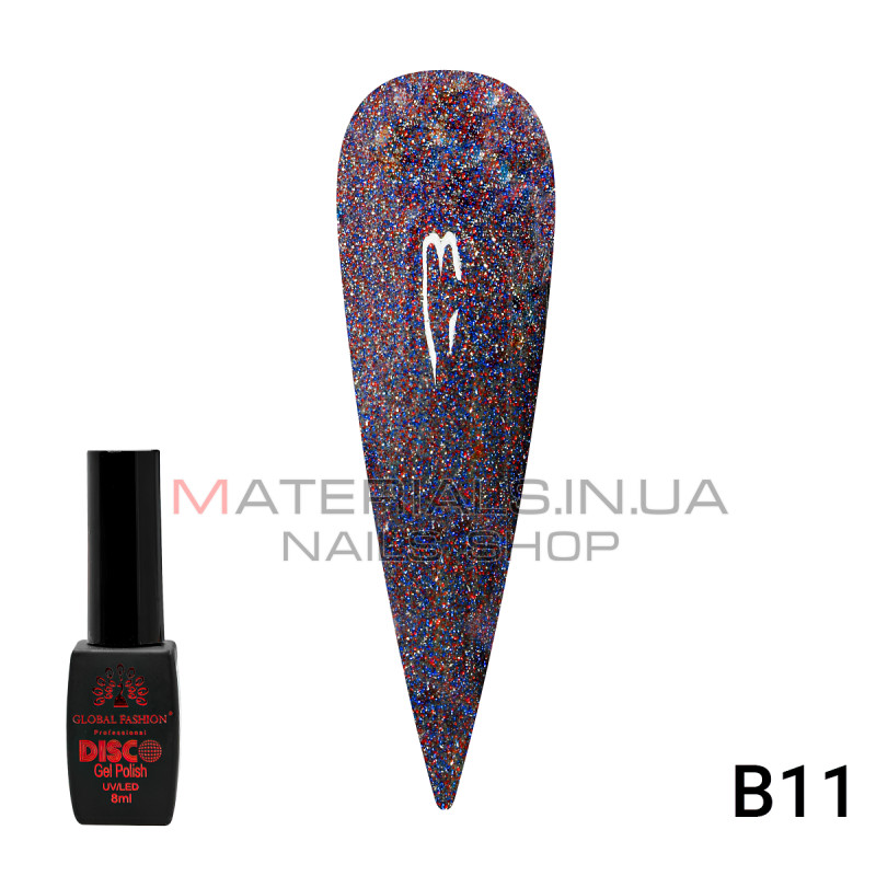 Гель лак Disco Gel Polish, Global Fashion, светоотражающий,  8 мл B11