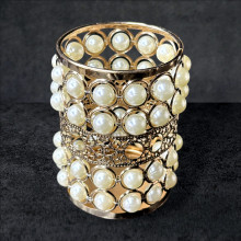 Підставка для пензлів із декоративним каменем Gold pearl round