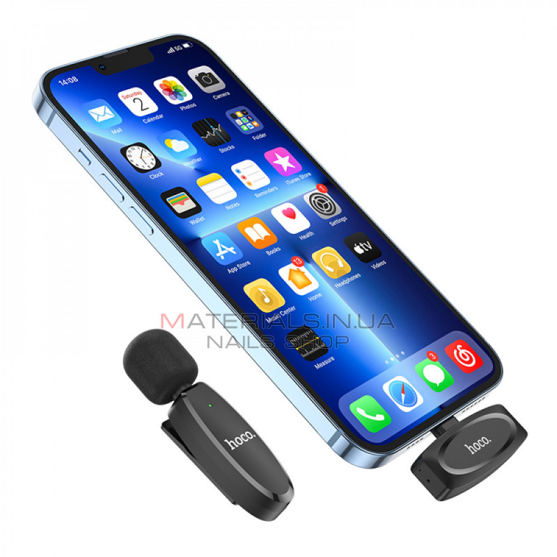 Wireless Digital Microphone Hoco L15 iP Crystal lavalier — Black Wireless Digital Microphone Hoco L15 iP Crystal lavalier — Black